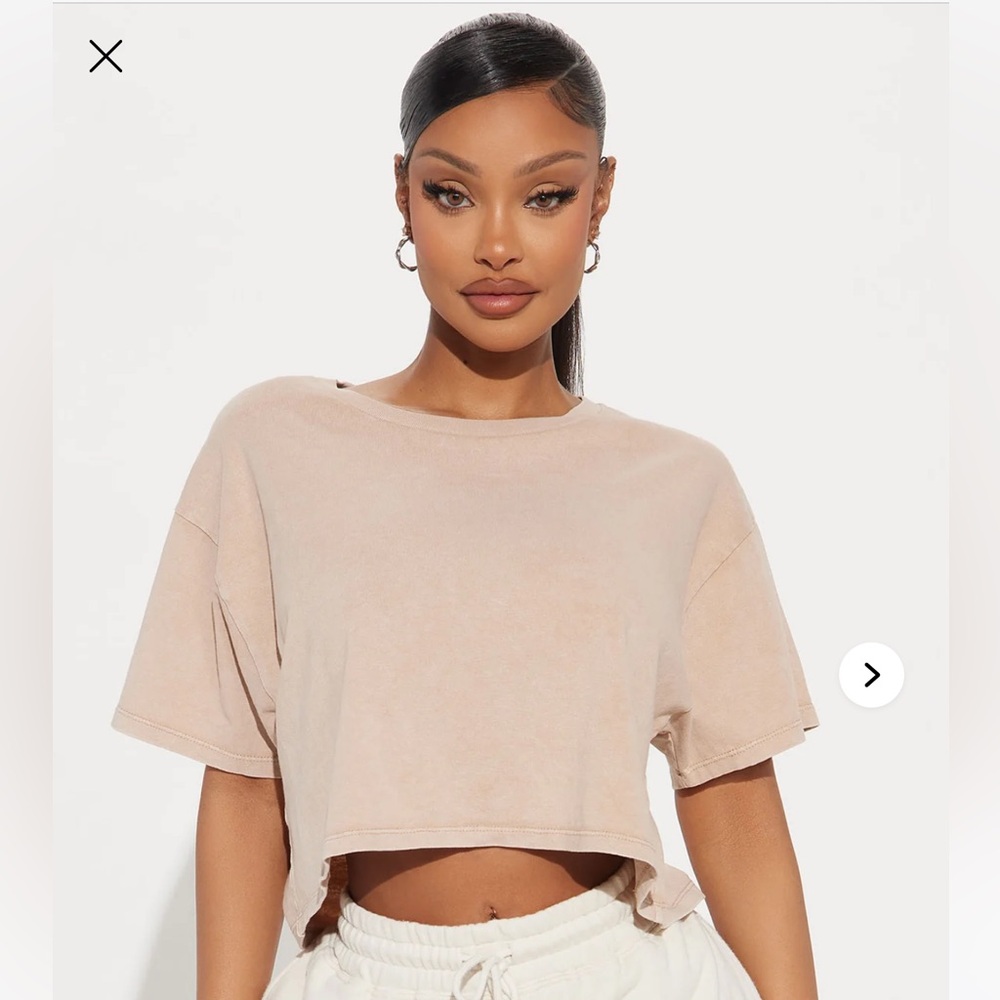Washed Cropped Tee - Taupe